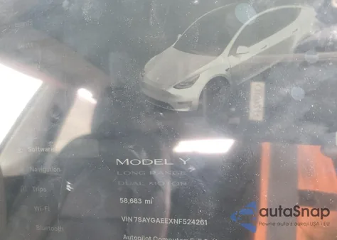 2022 Tesla Model Y z USA, uszkodzony, nr VIN 7SAYGAEEXNF524261